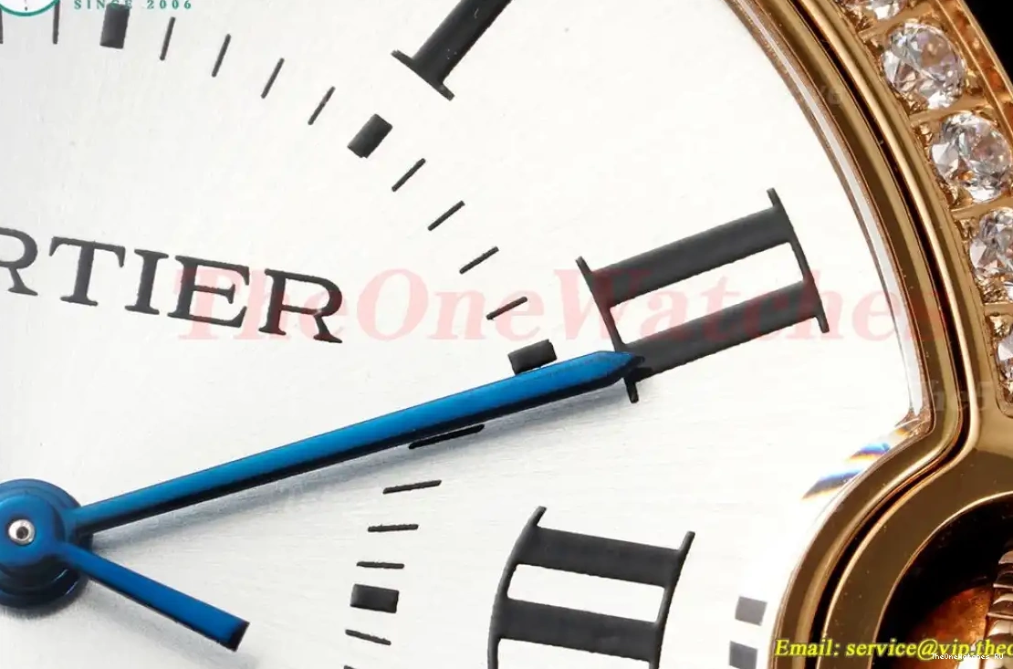 A076 Cartier YG YG De Ballon Wht 36mm 3KF Dia Bleu 0622
